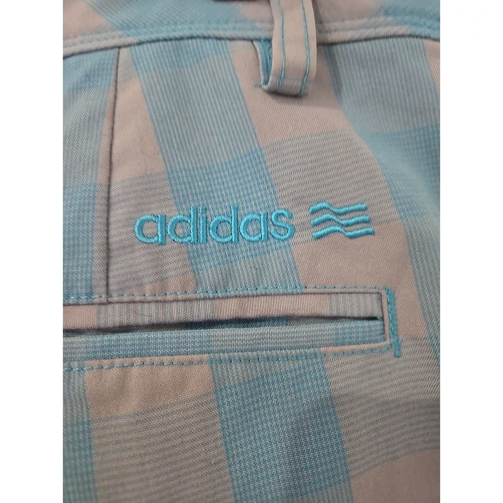 Mens Adidas Sz 32 Golf , Casual Shorts Blue/ Gray Plaid‎ Vacation Classic